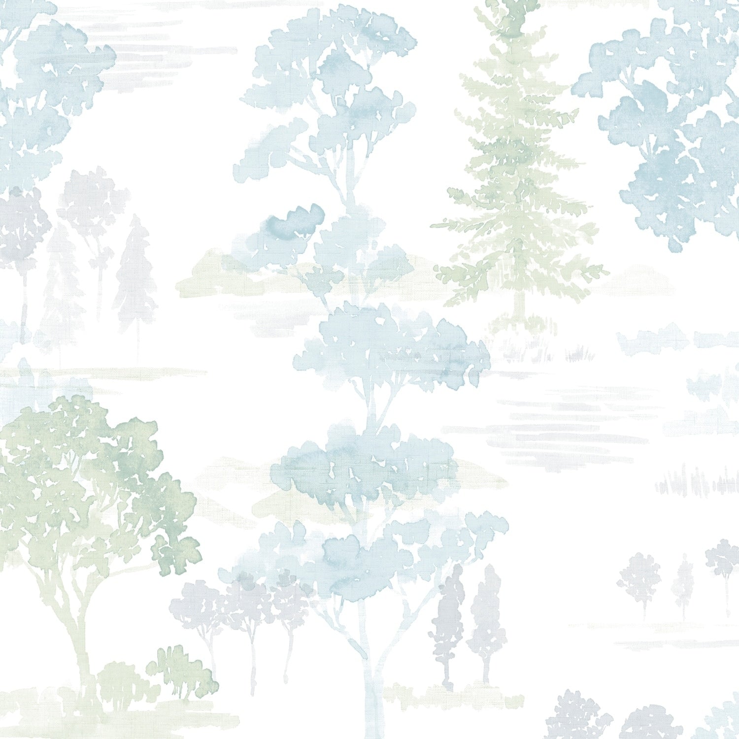 Forest Wallpaper In Blues Greens