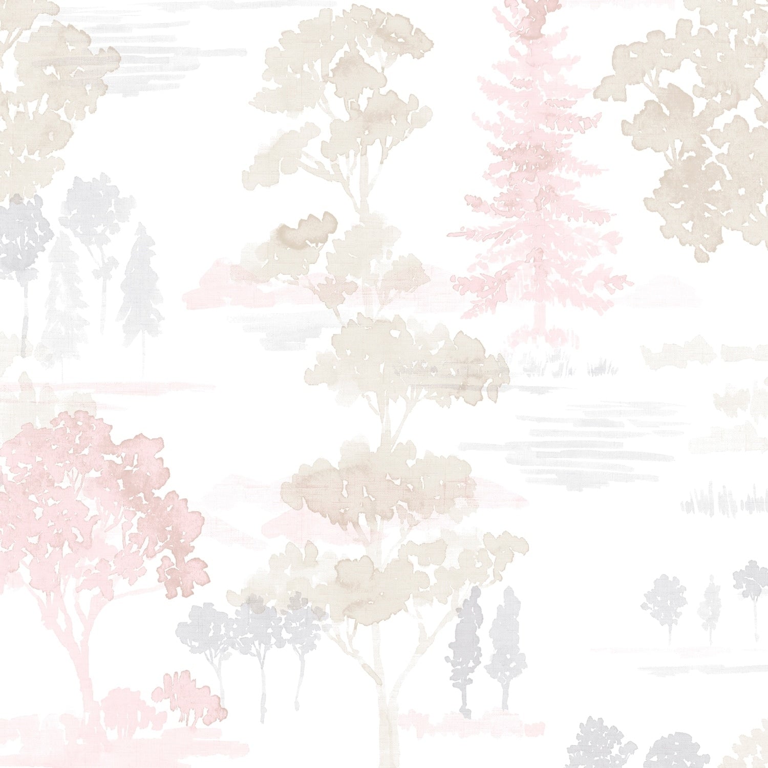 Forest Wallpaper In Pink Beige Lavender