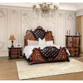 Formal 3Pc Brown Finish Diamond Tufted Bed Nightstand Chest Bedroom Set