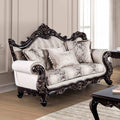 Formal Carved Details Button Tufted 1Pc Loveseat Rolled Arms Beige Finish