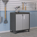 Fortress Textured Metal 31.5 Garage Mobile Cabinet With 2 Adjustable Shelves In Grey