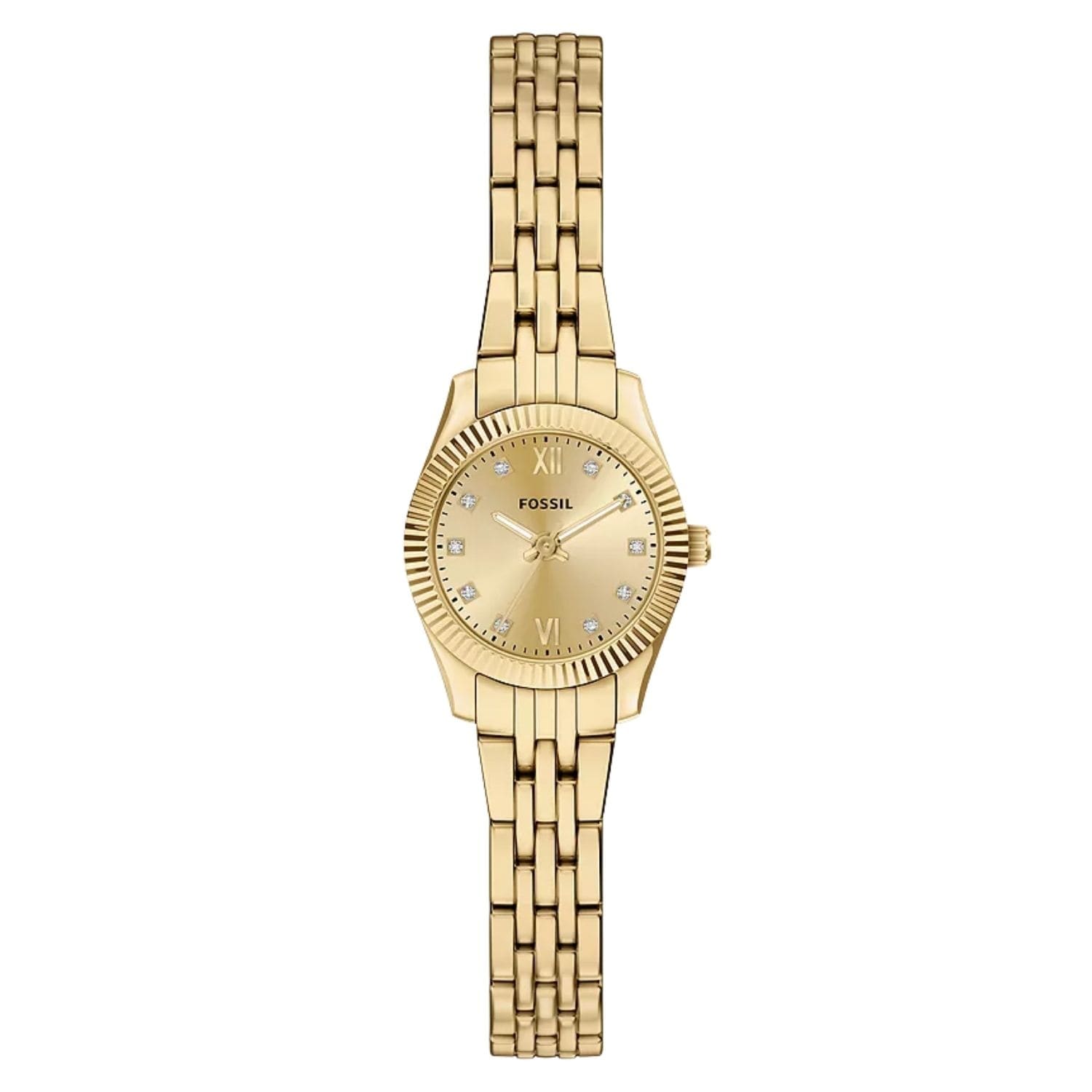 Fossil Womens Scarlette Mini Gold Dial Watch Es5474 One Size