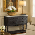 Four Drawers Wooden Server With Marble Top White And Brown