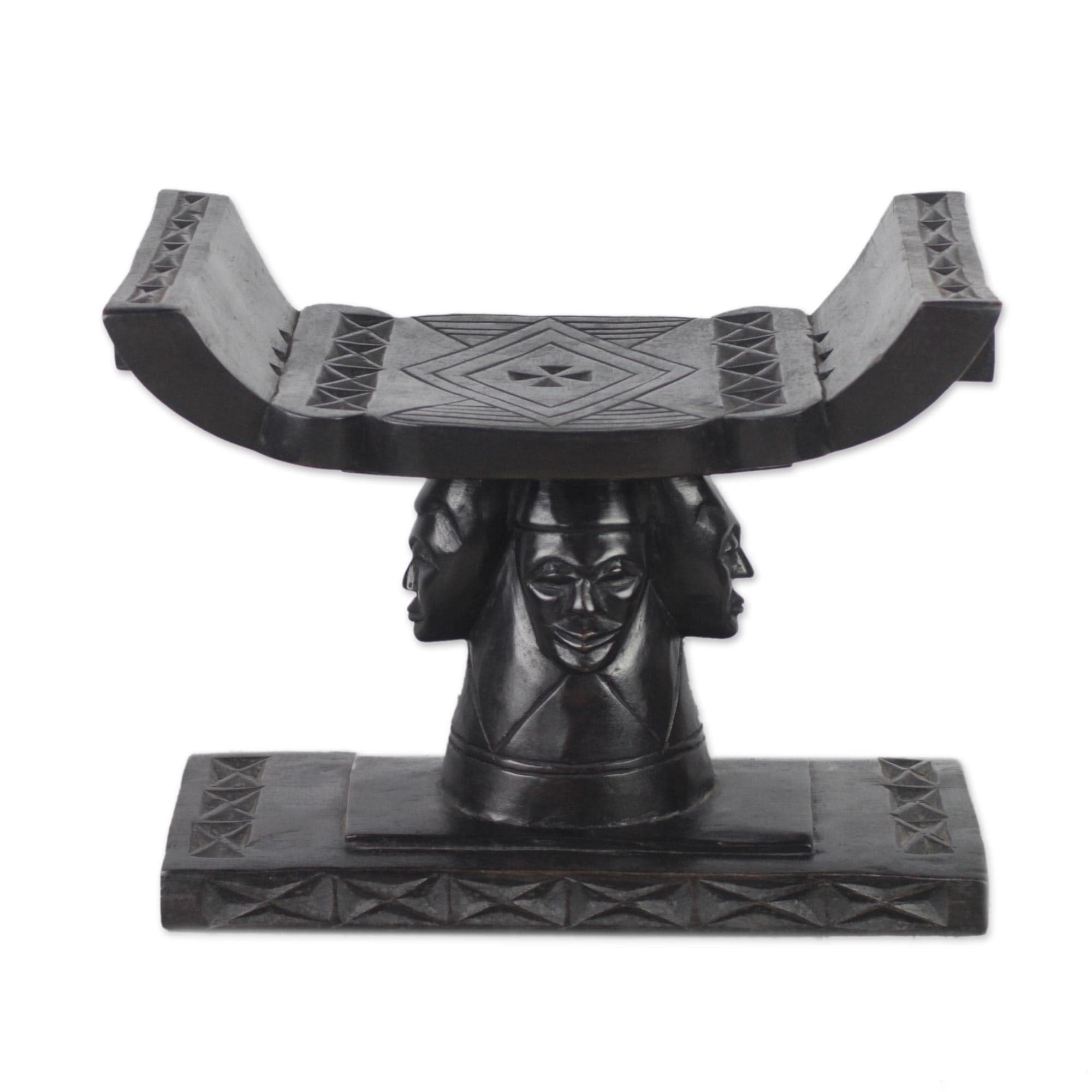Four Faces Wood Throne Ottoman Ghana