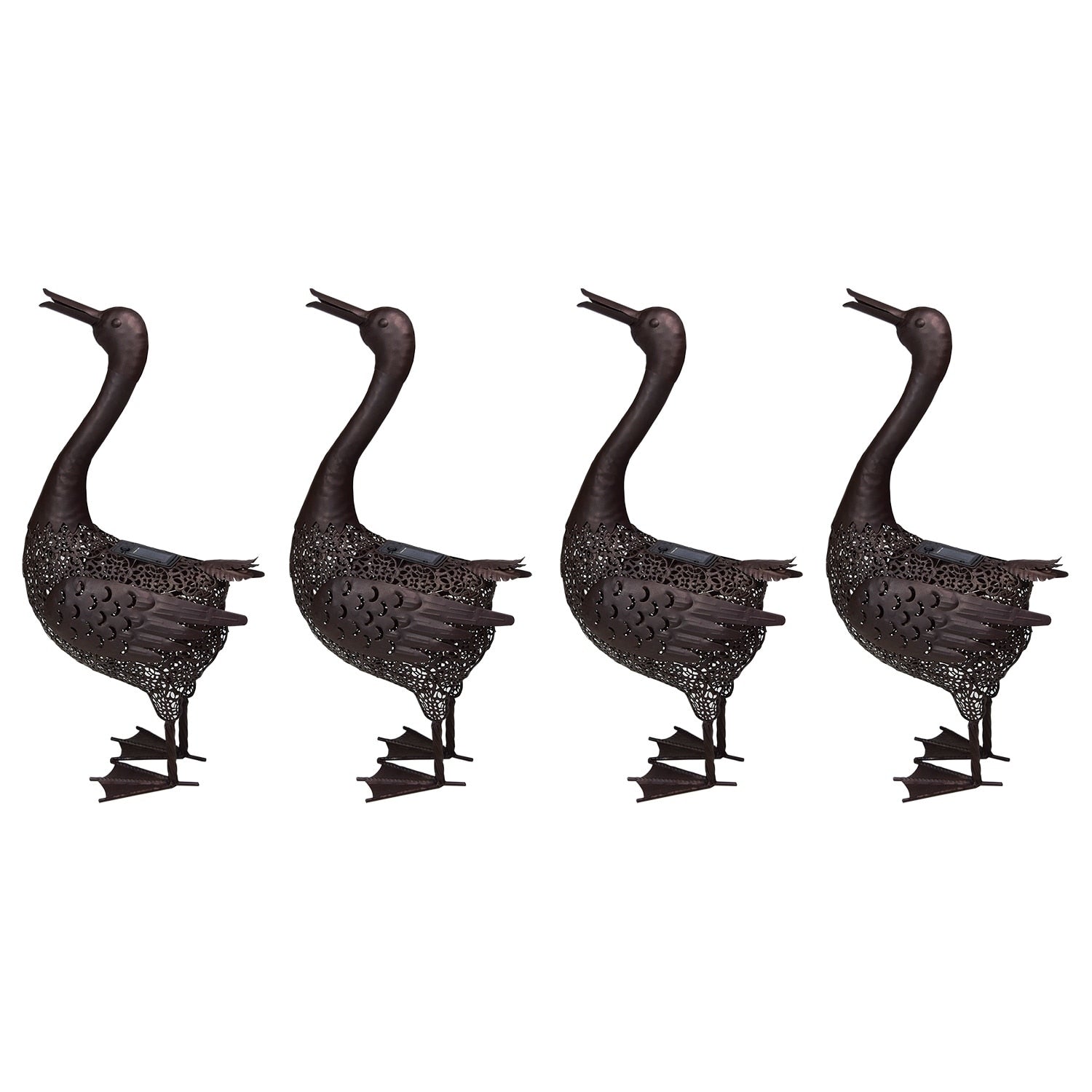 Four Pack 25 Inch Steel Indoor Outdoor Animal Duck Statue With Solar Light
