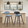 Armen Living Fox Mid Century Brown Faux Leather Barstool With Walnut Wood Frame