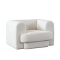 Foxo Retro Oversize Chair Padded Ivory Velvet 44 Inch Wide Solid Wood