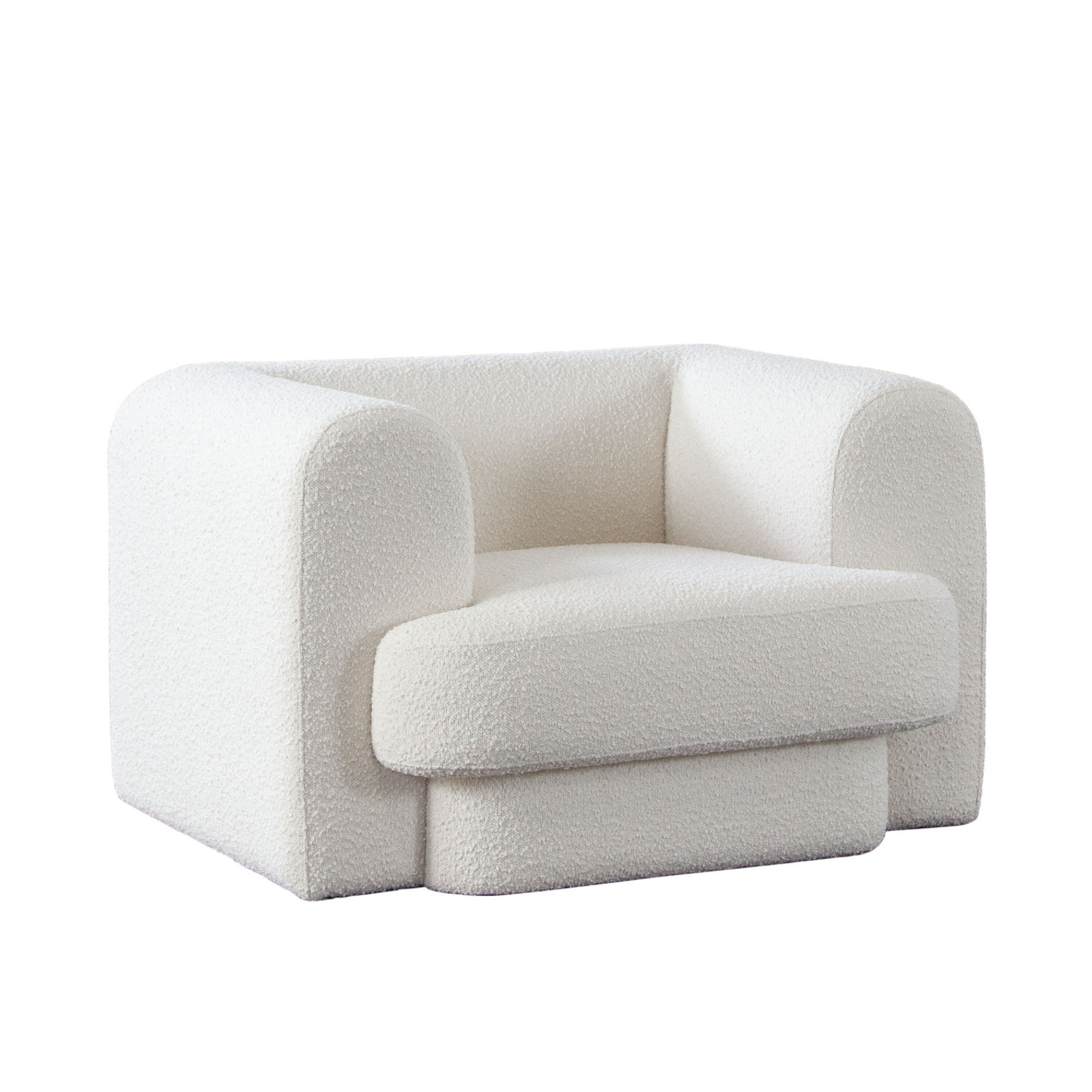 Foxo Retro Oversize Chair Padded Ivory Velvet 44 Inch Wide Solid Wood