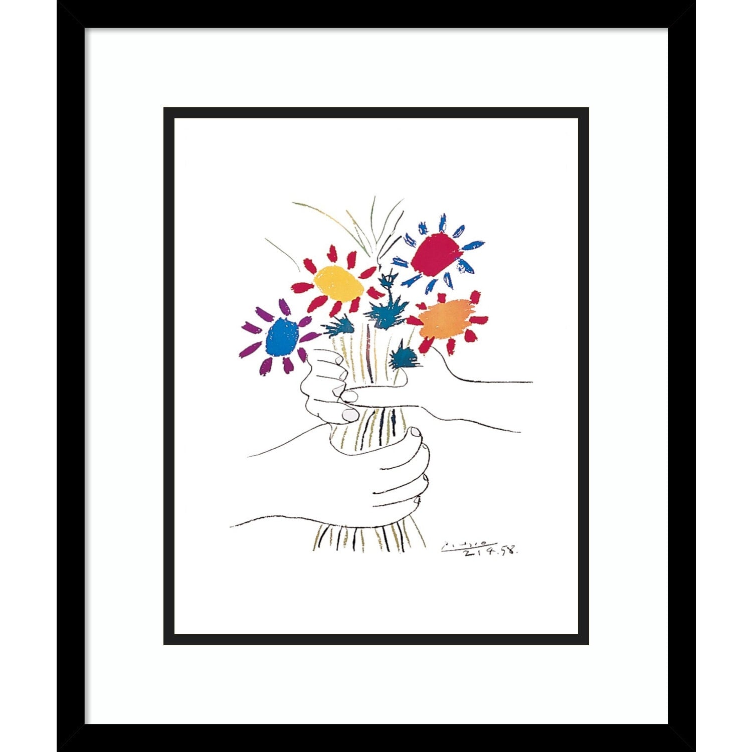 Framed Art Print Fleurs By Pablo Picasso Outer Size 17 X 20 Inch