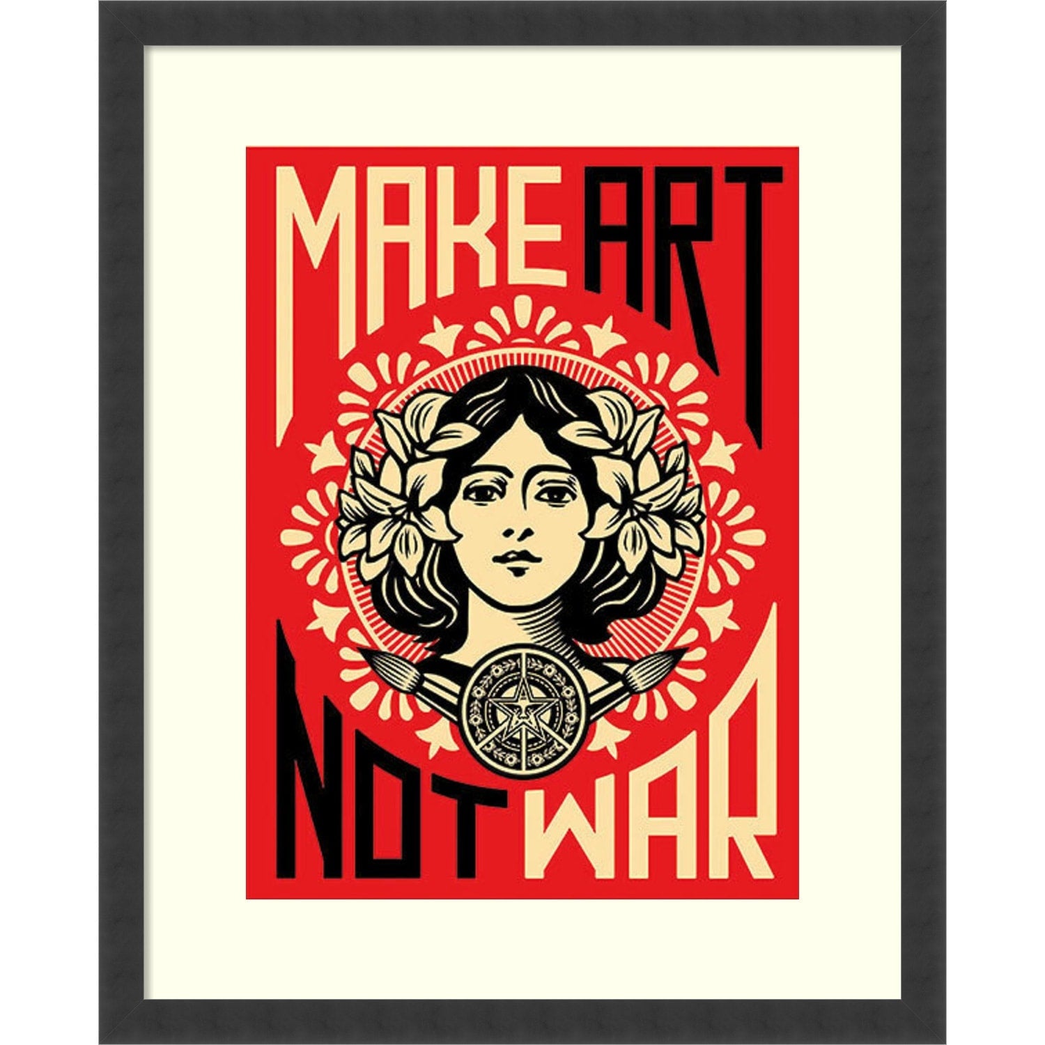 Framed Art Print Make Art Not War By Shepard Fairey 24 X 30 Inch
