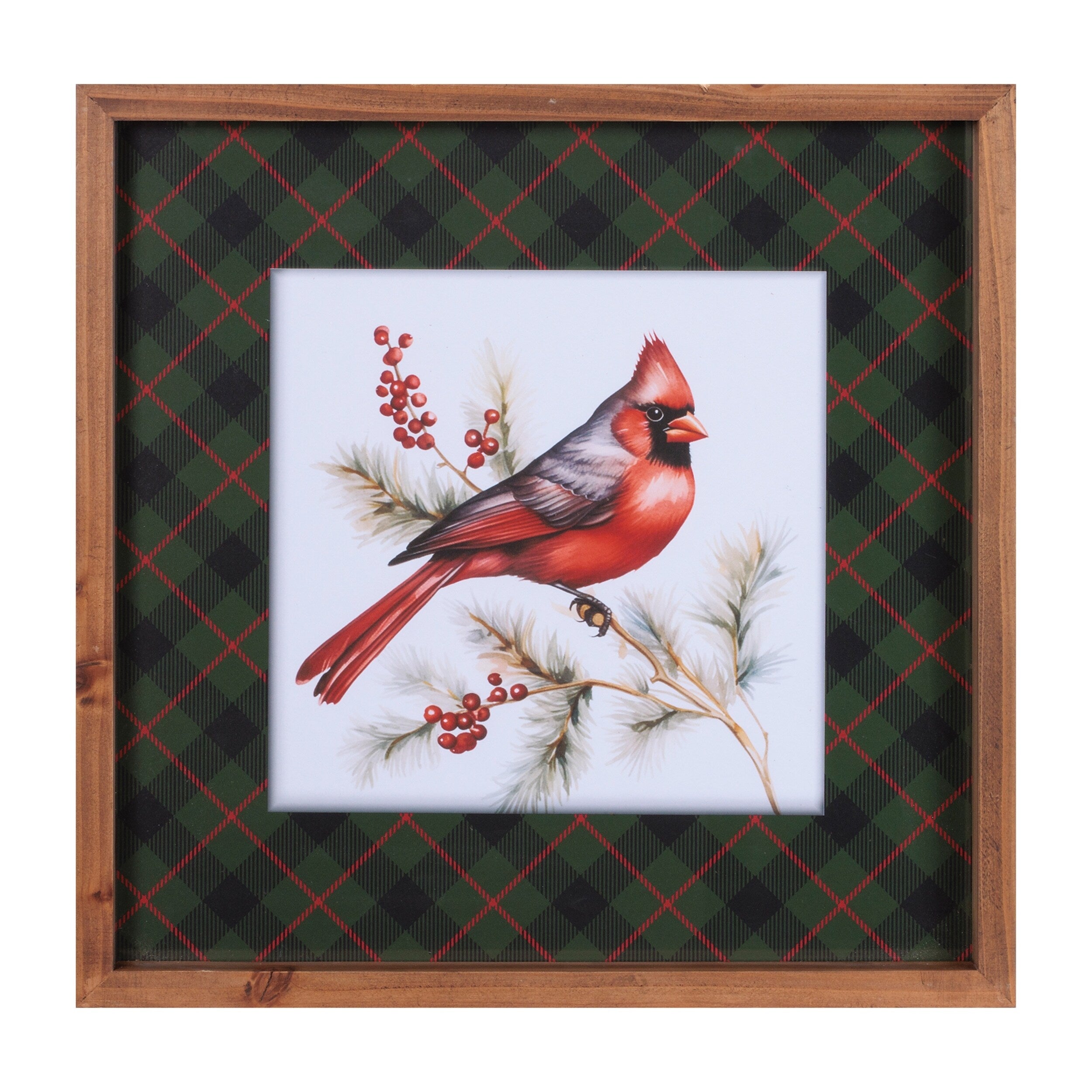 Framed Cardinal Print Wall Art 15.5 Sq