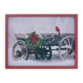 Framed Cardinal And Christmas Wagon Wall Art 15.5 L