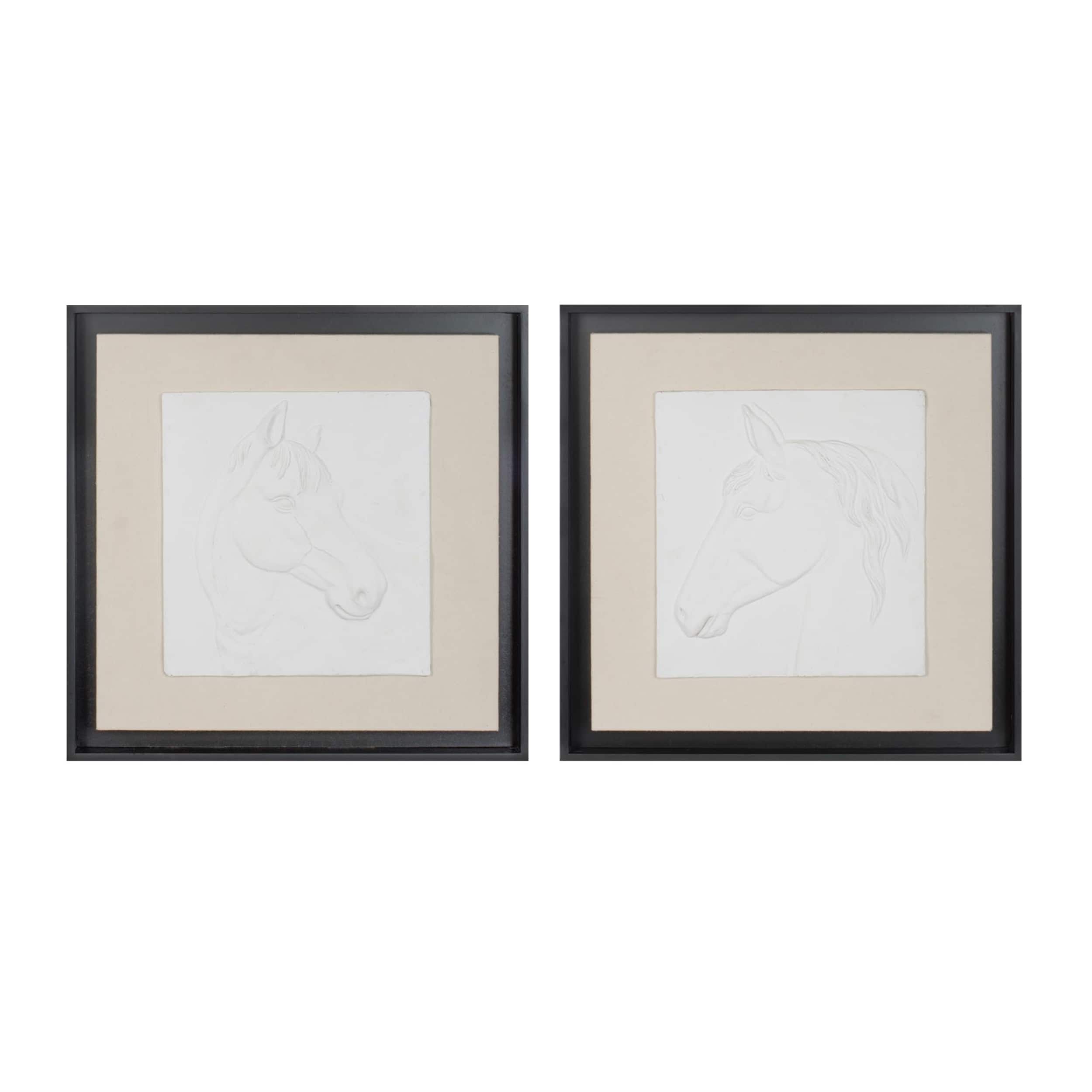 Framed Horse Wall Plaque Set Of 2