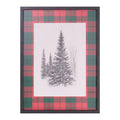 Framed Plaid Tree Print 16 H