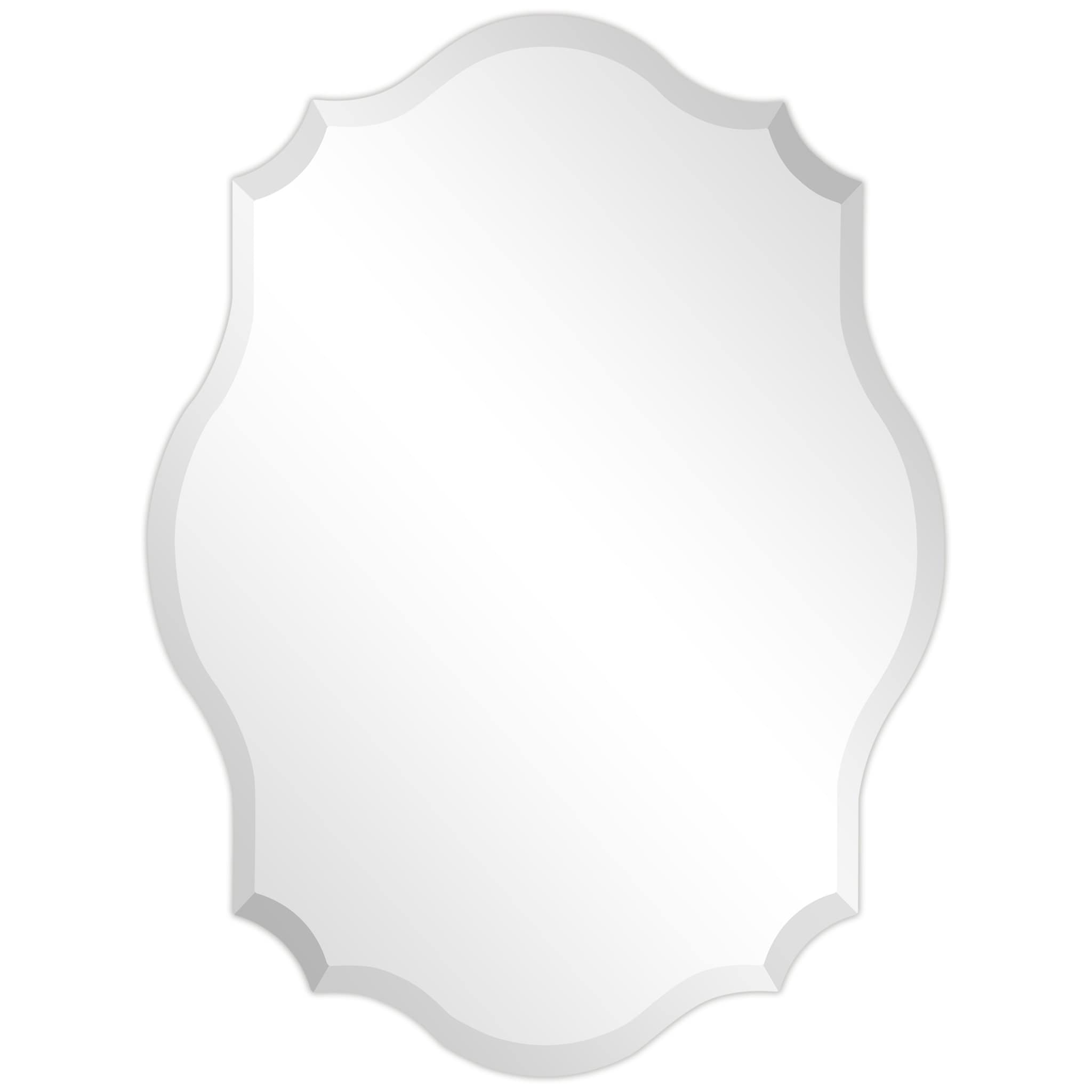 Frameless Beveled Oblong Scalloped Wall Mirror 1 Beveled Edge Bathroom Mirror Vanity Bedroom Ready To Hang Clear