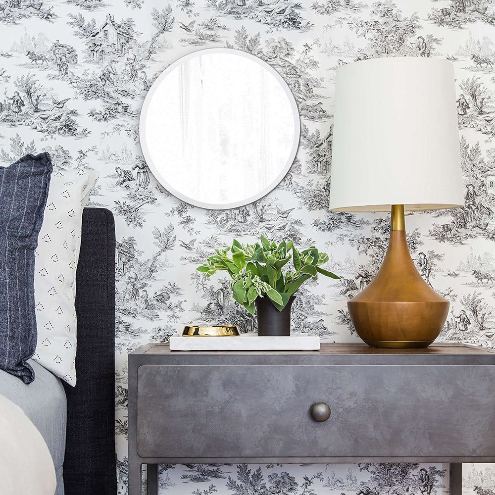 Frameless Beveled Round Mirror Mirrored
