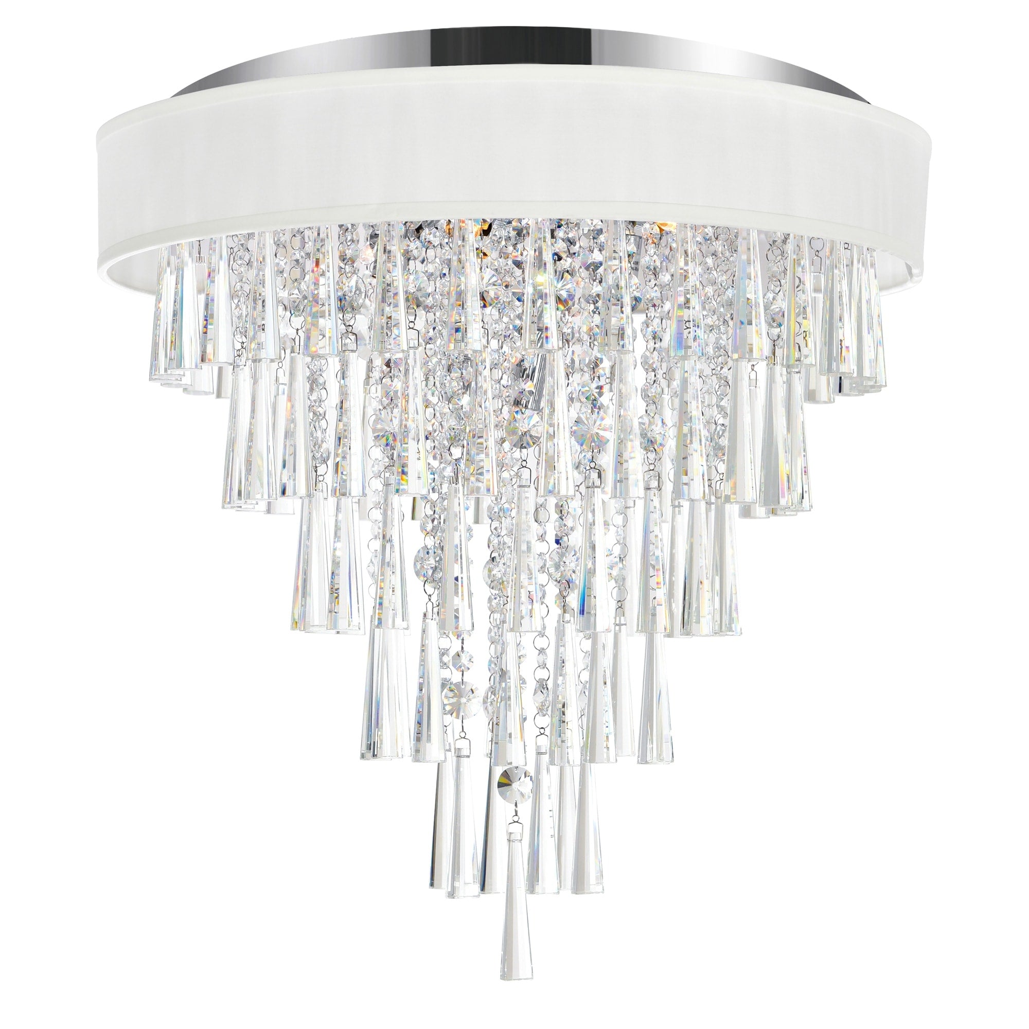 Franca Collection 8 Light Chrome Finish Stainless Steel And Crystals Flush Mount