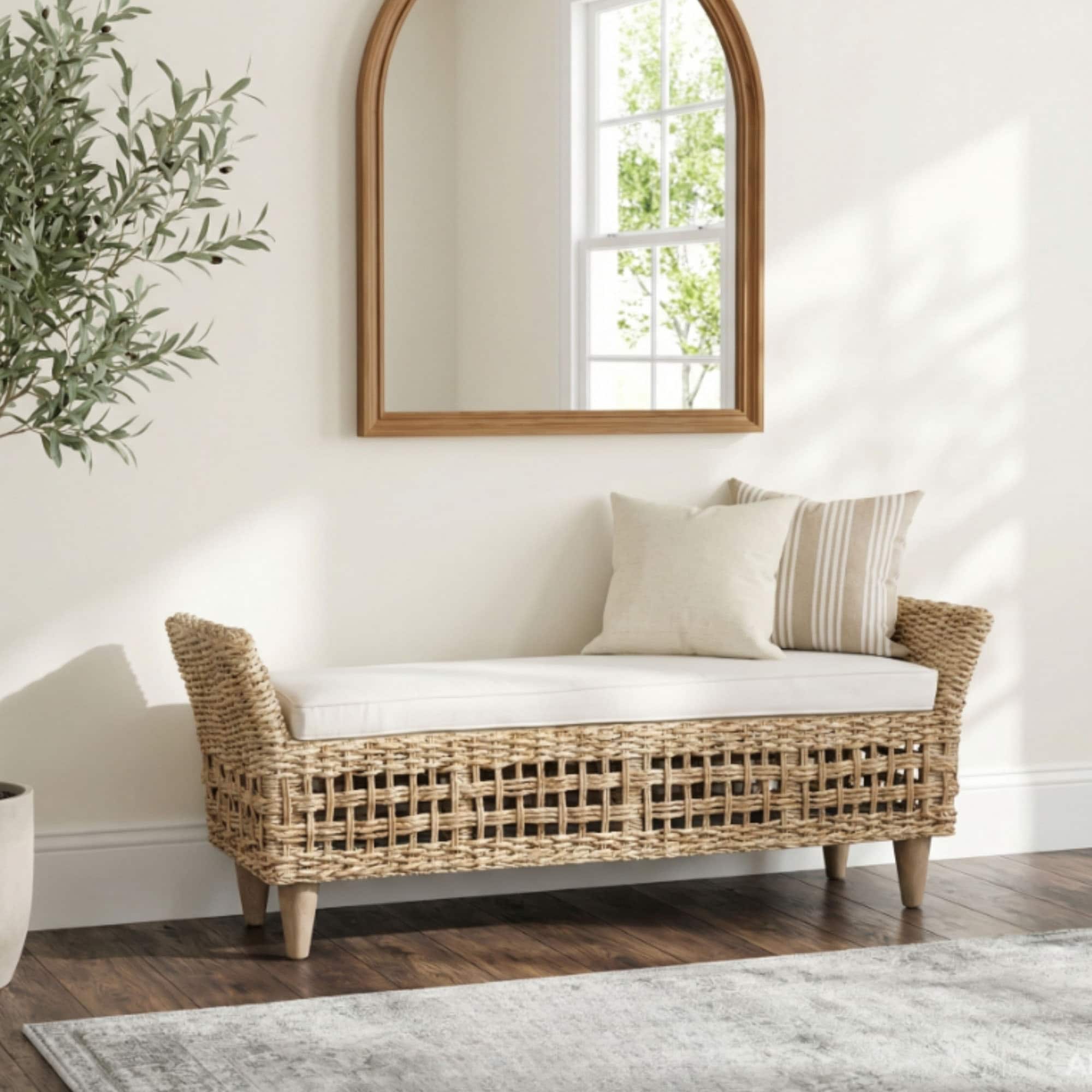 Francis Gamelina Wood Bench With Cushion By East At Main