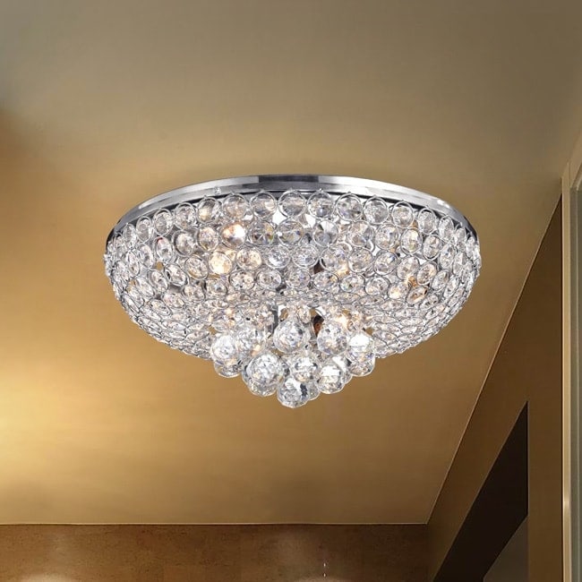 The Lighting Store Francisca 4 Light Chrome Finishand Crystal Flush Mount Chandelier
