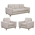 Frank Beige Tufted Mid Century Modern Sofa And Two Chairs