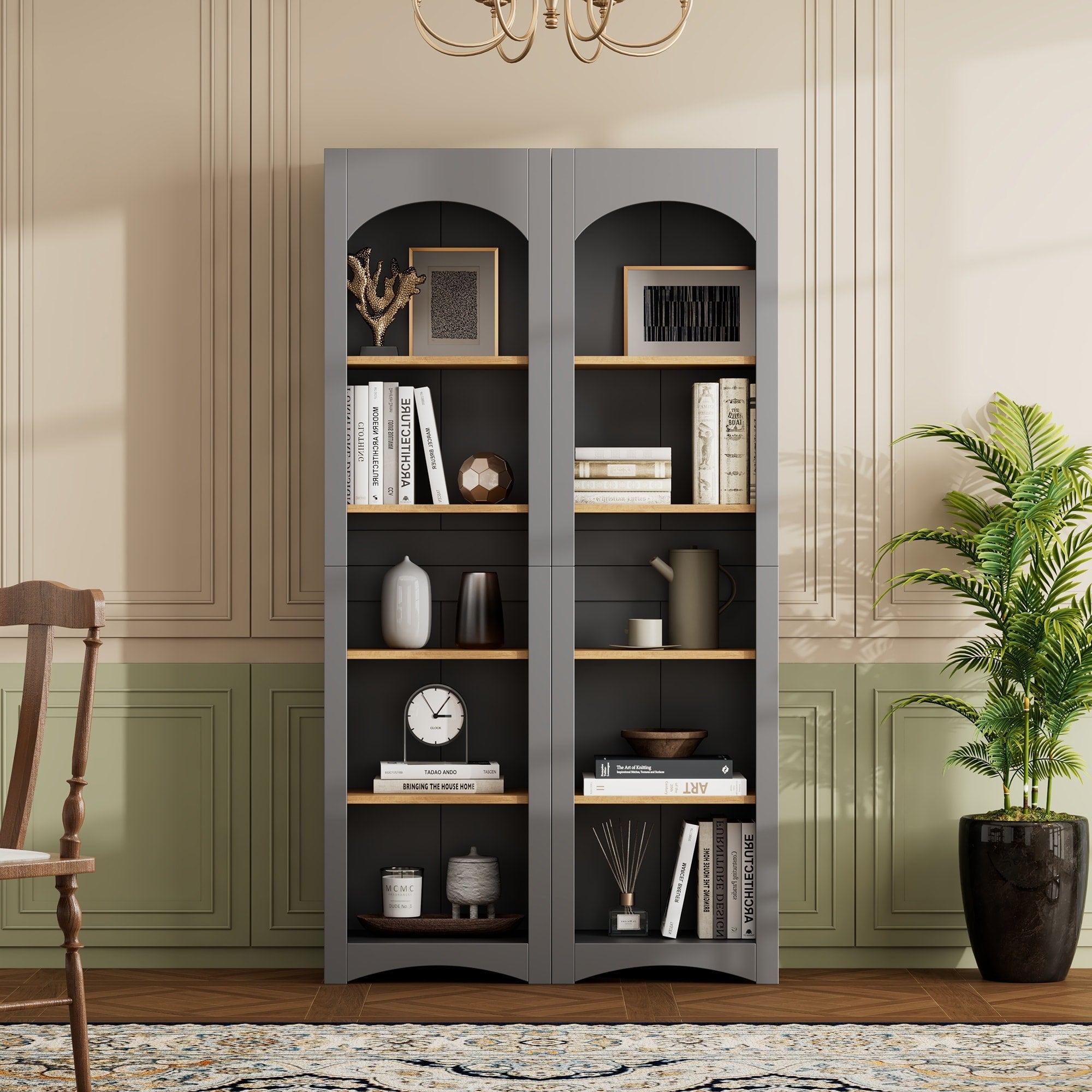Free Standing Bookcase Cabinet With Adjustable Shelves Storage Cabinet Display Cabinet For Living Room