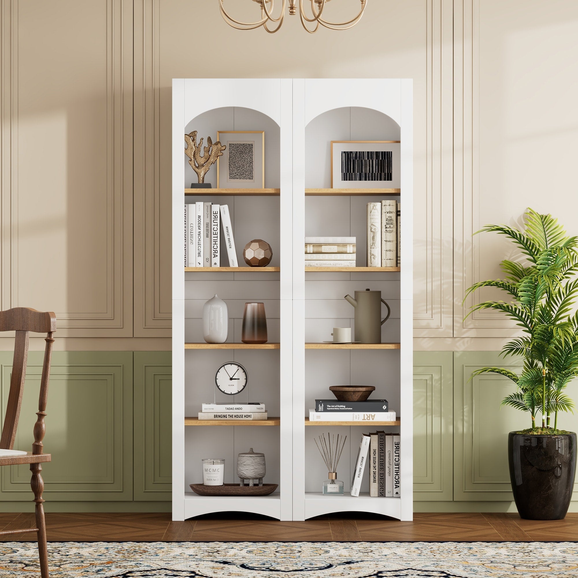 Free Standing Bookcase Cabinet With Adjustable Shelves White Storage Cabinet Display Cabinet For Living Room