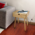 Freedom Nightstand End Table With Usb Ports Made Of Solid American Oak