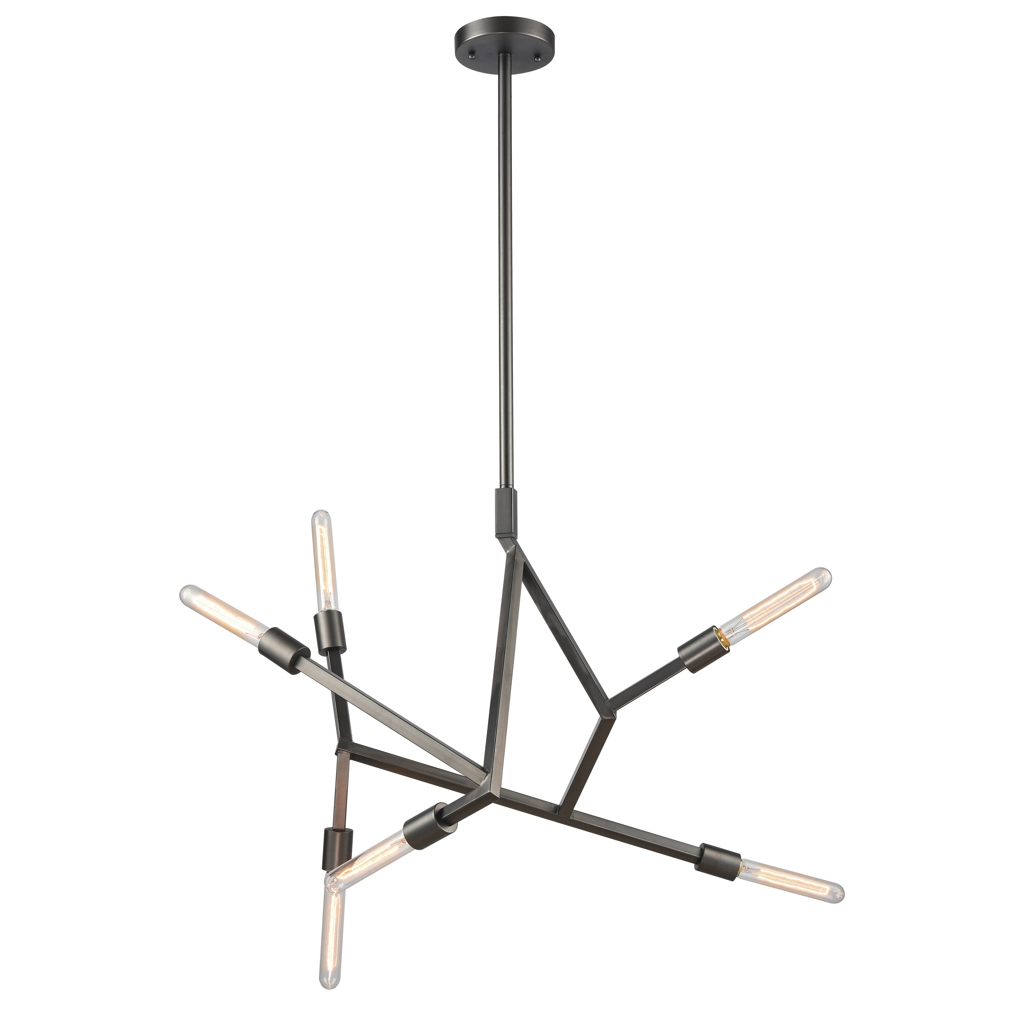 Freeform 28 Inch Wide 6 Light Chandelier In Dark Graphite