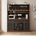 Freestanding 63 W Buffet Storage Cabinet With Hutch Large Coffee Bar With 6 Drawers 4 Cabinets With Adjustable Shelves