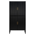 Freestanding 70.87 Tall Pantry Cabinet With Glass Shelf Wine Storage Fluted Bar Cabinet With 4 Door And Inside Drawer