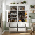 Freestanding 74.8 Tall Kitchen Pantry Cabinet With Drawers Door Shelves And Pull Out Trays For Dining Room