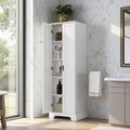 Freestanding Bathroom Storage Cabinet With Double Doors Adjustable Interior Shelves Mdf Organizer Unit