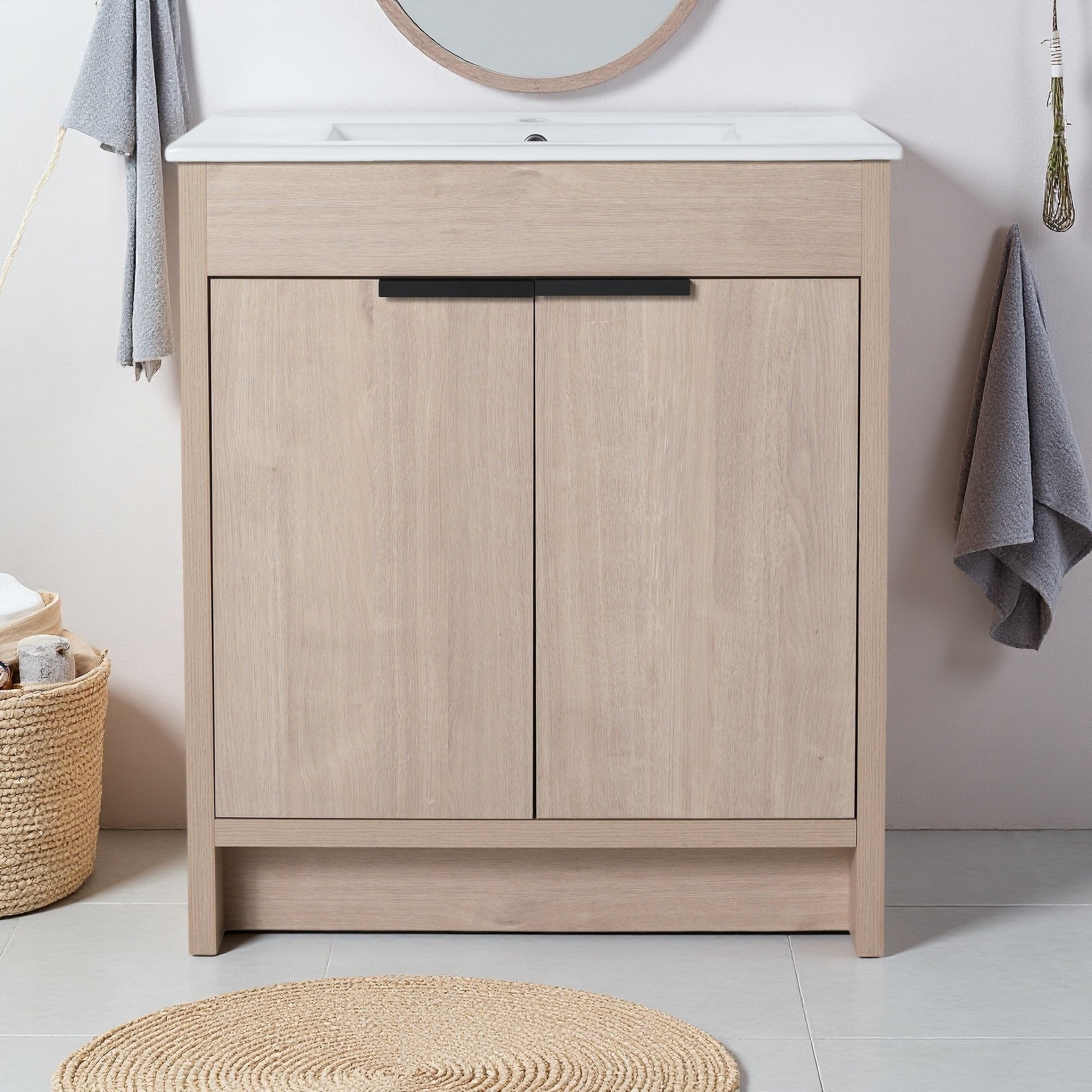 Freestanding Bathroom Vanity With 2 Soft Close Cabinet Doors Adjustable Shelf Plywood Base Kd Packing Vanity Only