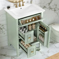 Freestanding Bathroom Vanity With Ceramic Sink Flip Open Drawer Adjustable Shelf 2 Storage Drawers