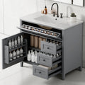 Freestanding Bathroom Vanity With Sink Modern Mdf Rubberwood Cabinet 3 Drawers With Adjustable Shelf For Bathroom Storage