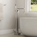 Freestanding Bathtub Faucet With 360 Swivel Spout Single Handle Modern Floor Mount Tub Faucet Set With Hand Shower
