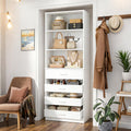 Freestanding Closet System With 4 Drawers 4 Shelves Wooden Closet Organizer Wardrobe Cabinet For Walk In Reach In Closet