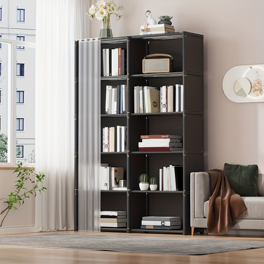 Freestanding Display Cube Bookshelf Double Row Multi Purpose Storage Rack Simple Clothing Storage Cabinet