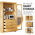 Freestanding Kitchen Storage Cabinet Display Cabinet With Glass Doors