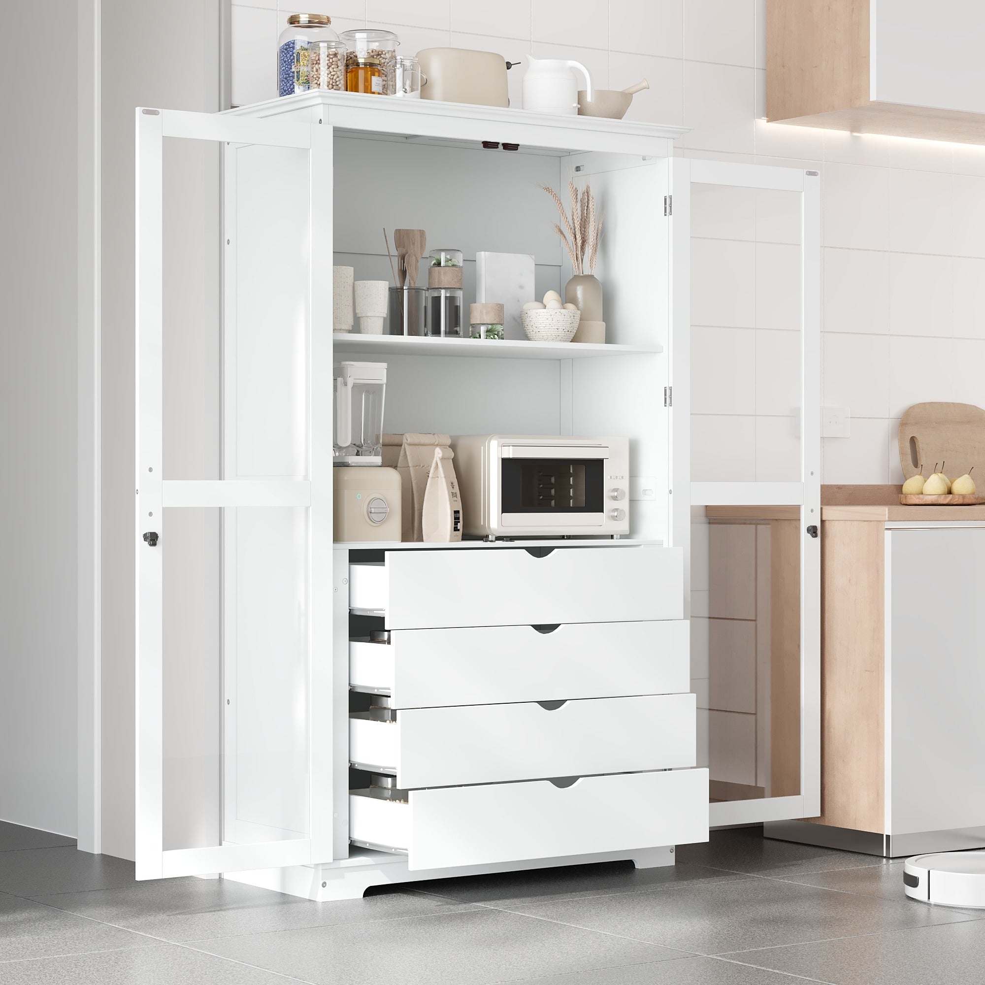 Freestanding Kitchen Storage Cabinet Display Cabinet