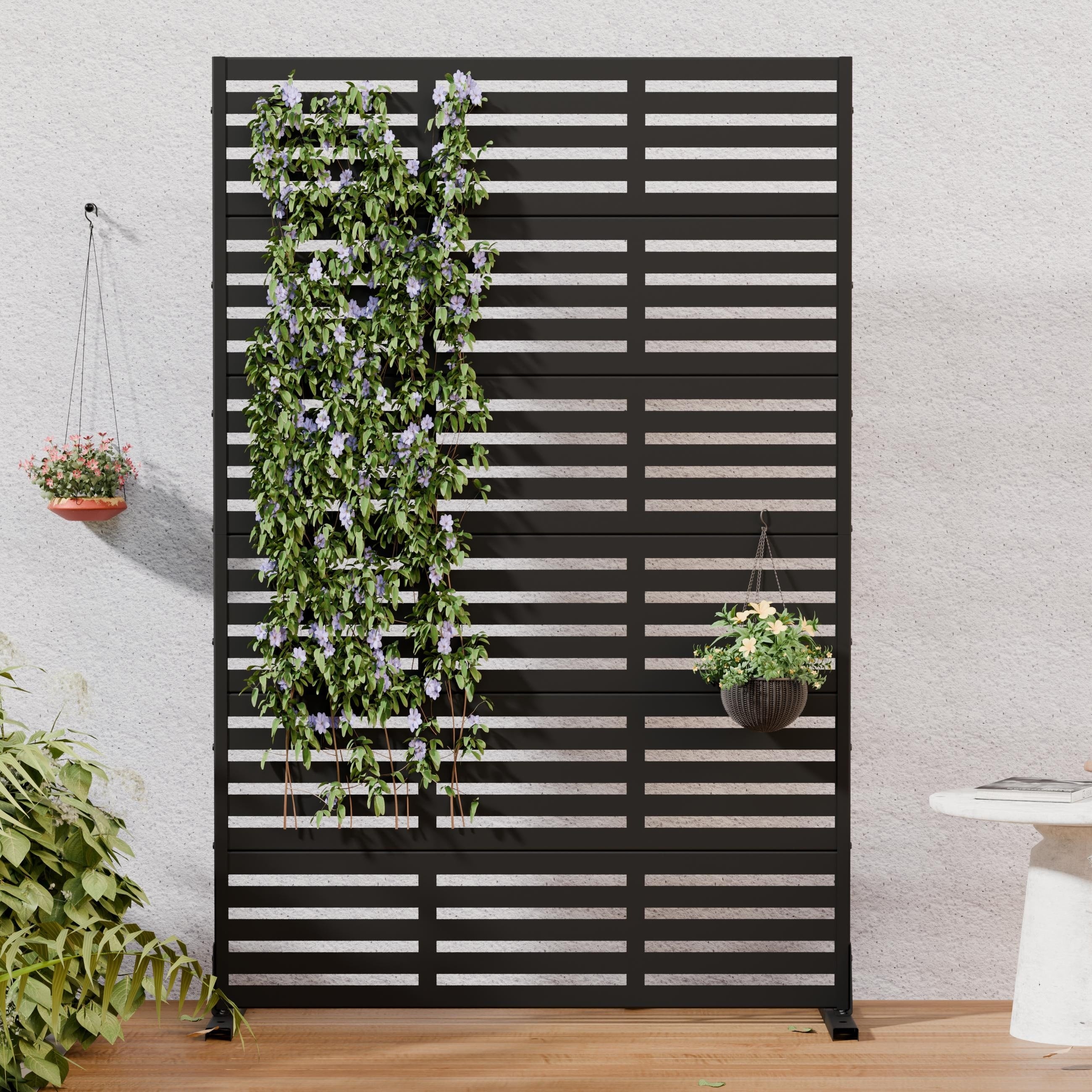 Freestanding Outdoor Metal Privacy Screen Decorative Patio Divider Fence Panel Weatherproof 72 H X 47 W