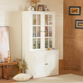Freestanding Pantry Cabinet Accent Cabinet With Glass Door White Display Cabinet Side Cabinet Bookcase