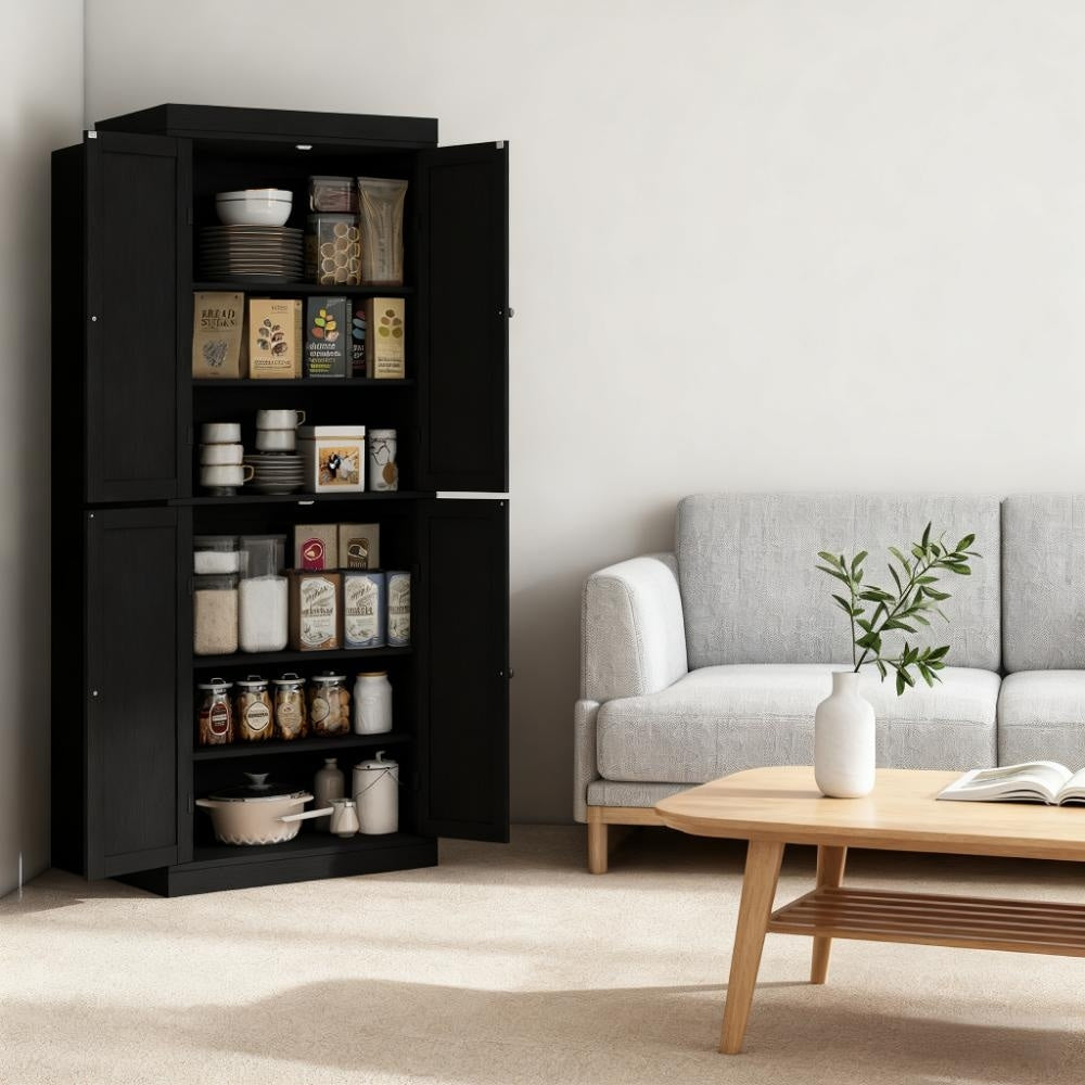 Freestanding Pantry Cabinet Storage Cabinet With Shelves Black Buffet Cabinet Sideboard Side Cabinet
