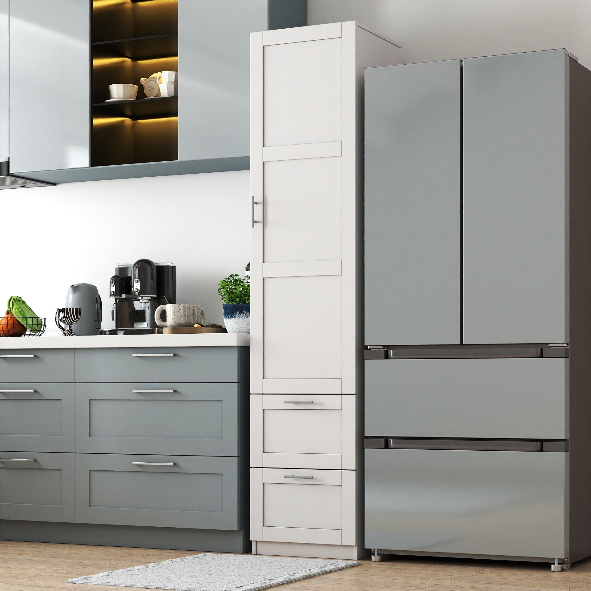 Freestanding Storage Cabinet Pantry Cabinet With Drawers White Tall Side Cabinet Sideboard Base Cabinet