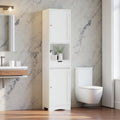 Freestanding Tall Bathroom Storage Cabinet With Adjustable Shelves Narrow Floor Standing Organizer Unit With 2 Doors 1 Drawer