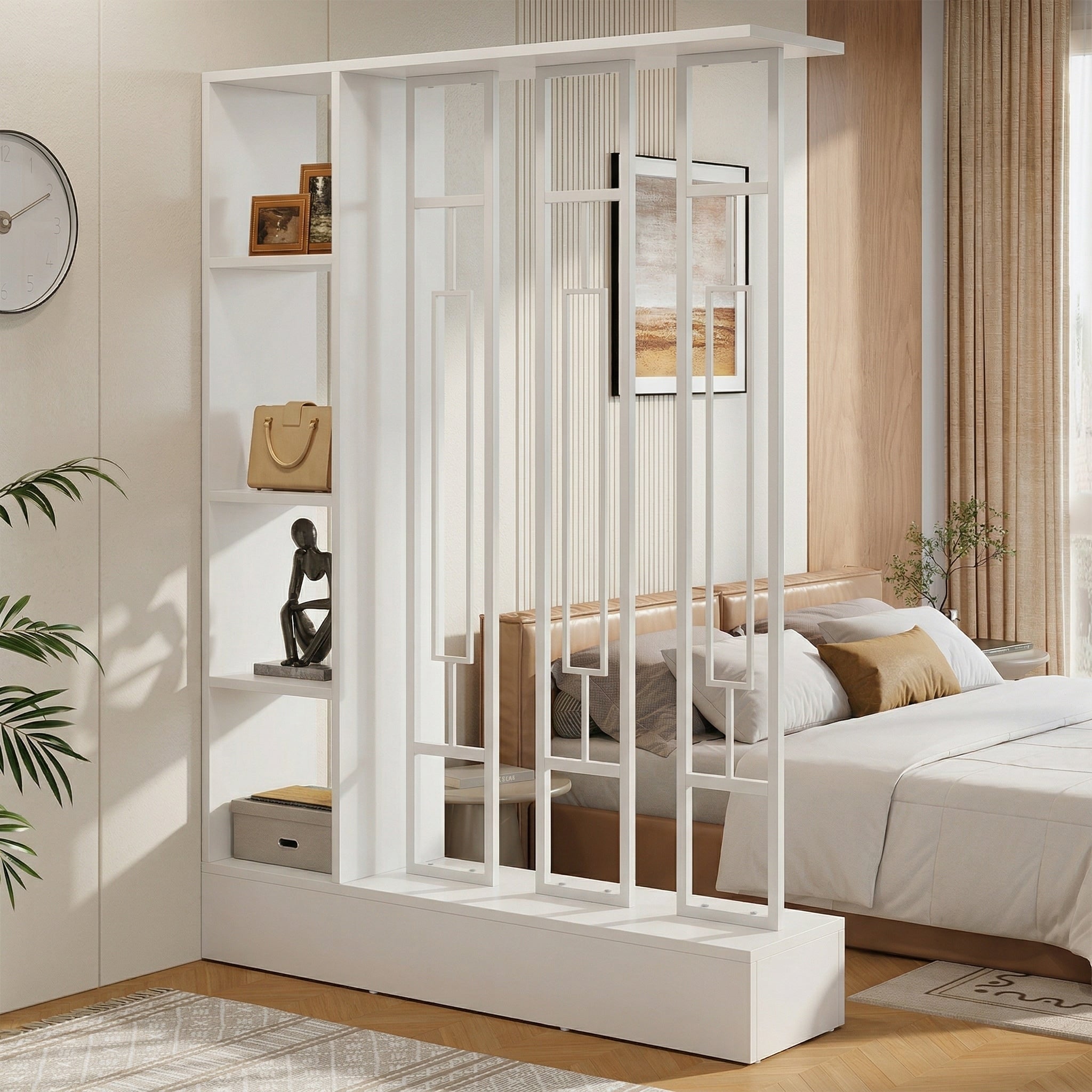 Freestanding Wall Room Divider With Display Shelves 47.2 W X 70.9 H