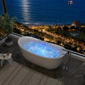 Freestanding Whirlpool Hydrotherapy Bathtub With 10 Water Jets 10 Air Jets Massage Spa System And Chromotherapy Led Lighting