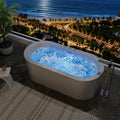 Freestanding Whirlpool Hydrotherapy Bathtub With 10 Water Jets 10 Air Jets Massage Spa System And Chromotherapy Led Lighting