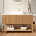 Freestanding Bathroom Cabinet With 3 Doors And Open Shelves 47.64