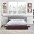 Freja Fabric Platform Bed In Walnut Gray Queen